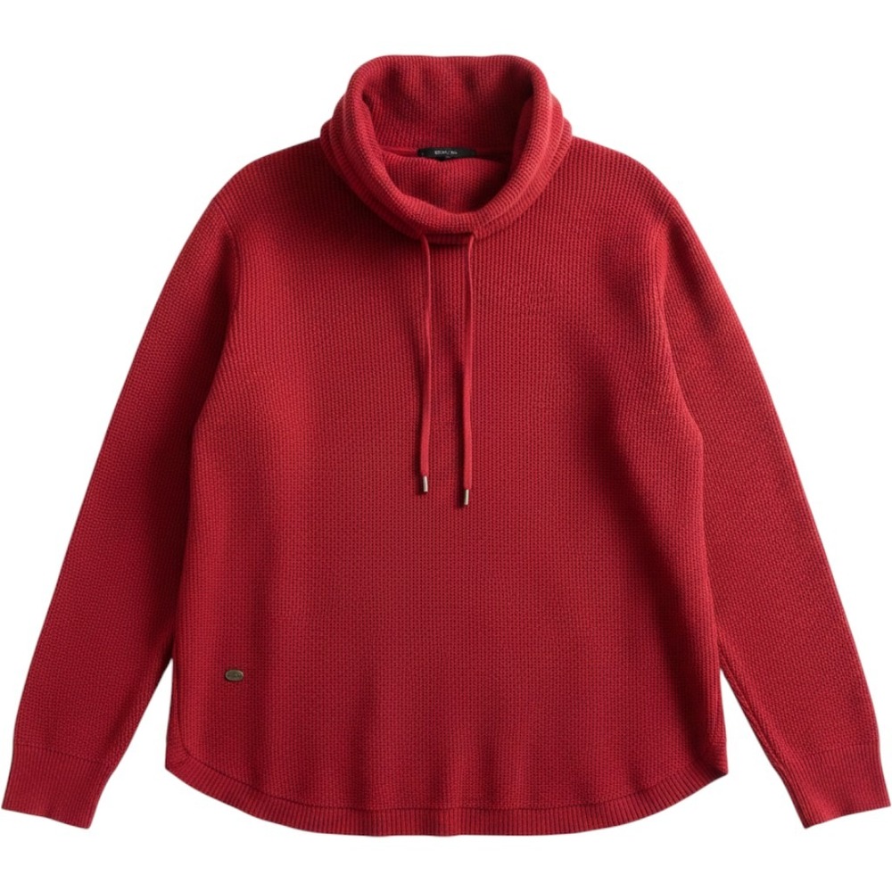 Lauren Ralph Lauren Red Cowl Neck Sweater Women's 1X Cotton Waffle Knit Pullover